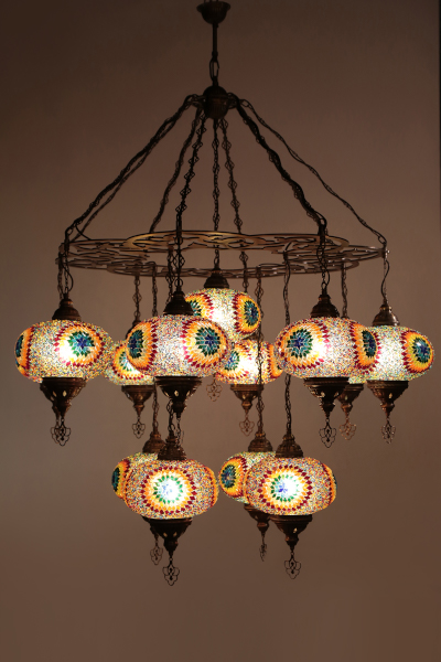 13in1 No3 Size Antique Mosaic Laser Chandelier